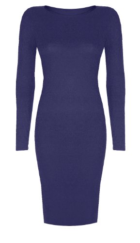 Vip Women's Long Sleeved Scoop Neck Midi Dress