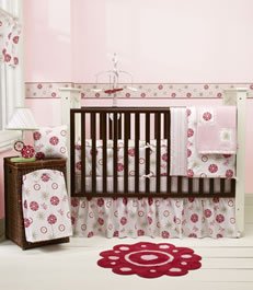 Sumersault Gillian 4-Piece Crib Set - Rose and Pink