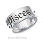 Sterling Silver 7mm Antiqued Pisces Zodiac Band Ring - Size 10.0 - JewelryWeb
