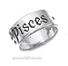 Sterling Silver 7mm Antiqued Pisces Zodiac Band Ring - Size 7.0 - JewelryWeb