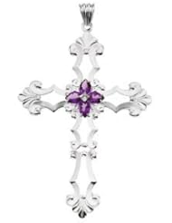 Birthstone Cross Sterling Silver February R42099
