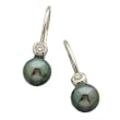 14kt White Gold Mishmash Black Pearl and Diamond Earrings