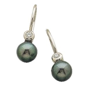 14kt White Gold Mishmash Black Pearl and Diamond Earrings