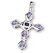 Sterling Silver Lavender and Amethyst CZ Cross and 20-inch Chain