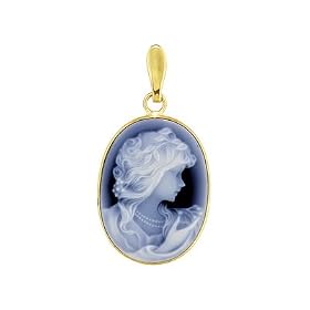 14KT BLUE AGATE CAMEO PENDANT by JTV