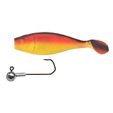 Zandershad 10cm schwarz rot gelb + Jighaken