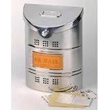 Wall Mounted Metal Mailbox with Leather Panel (Brushed Stainless Steel) (15'H x 11.25'W x 4.5'D)