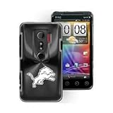 HTC EVO 3D Black Aluminum Plated Hard Back Plastic Case Detroit Lions