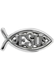 08.00X18.00 MM 14K White Gold Fish W/"Jesus" Lapel Pin