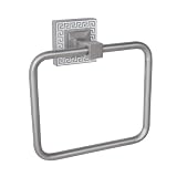 Elite Home Fashions Greek Key Towel Ring, White/Brushed Nickel