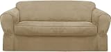 Maytex Piped Suede 2-Piece Slipcover Sofa, Tan