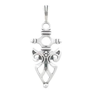 Arrowhead Shaped Celtic Knot with PROTECTION Inscription Pendant in Sterling Silver for Men or Women, #8204