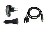 PDA 4in1 Sync & Ladeger�t-Set: Datenkabel/Ladekabel + Netzteil-Adapter (220V) + Auto/Kfz-Adapter (12V/24V) f�r HP Jornada 568/928 - 
