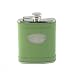 Engraved Lime Green Leather Flask with Free Engraving and Shipping