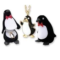 Penguin Pendant Necklace gold plated & European Crystal with shaped jewelry gift Box