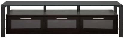 PLATEAU DECOR 71 BB BG Wood and Glass TV Stand, 71-Inch, Black Oak Finish