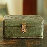NOVICA Wood and brass box, 'Jaipur Jade'