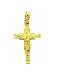 14K Real Yellow Gold Crucifix Cross Charm Pendant