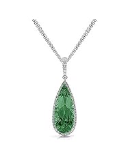 4.71Ct Pear Cut Emerald & Diamond Accented Pendant 18k Gold