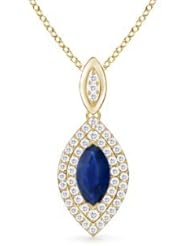Marquise Sapphire and Round Diamond Pendant