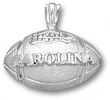 North Carolina Tar Heels Solid Sterling Silver ''CAROLINA'' Football Pendant