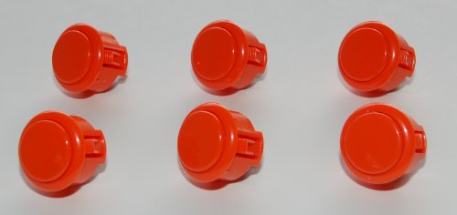 6 pc Set of Orange Sanwa Push Buttons OBSF-30-O