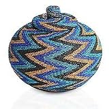 Beaded rattan basket, 'Ocean Thunder'
