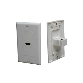 HDMI WALLPLATE WALL PLATE RIGHT ANGLE COUPLER DECORA PLATE WHITE BLUE RAY, PS3, HD TV, HIGH DEFINITION, HD SATELLITE, HD CABLE TV