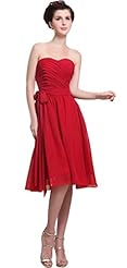 Sweetheart Cocktail Short Chiffon  Evening Dress/Bridesmaid Dress/Wedding Party Dress/Mini Dress  With a Bow(s) and a Sash 