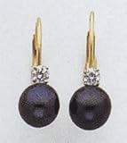 Pearl Leaverback Earrings with a Dimond - XLB60BPAA