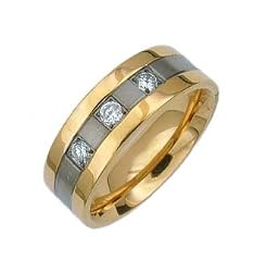 Titanium Gold Band Ring with Cubic Zirconia - Size: 8-12
