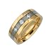 Titanium Gold Band Ring with Cubic Zirconia - Size: 8-12