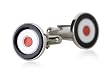 Bold Red, White, and Blue Bullseye Enamel Cufflinks in Silver-tone Setting