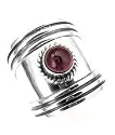 Sterling Silver Red GARNET Tribal Armor Band Ring (Size 5.5,6,6.5,7,8,8.5,9,9.5)