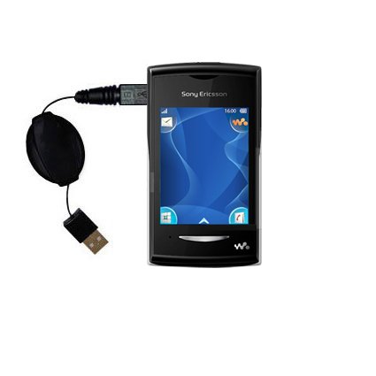 Retractable USB Cable for the Sony Ericsson Yendo Yendo A with Power Hot Sync and Charge capabilities - uses Gomadic TipExchange Technology