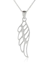 Sterling Silver Angel Wing Drop Pendant Necklace, 18"