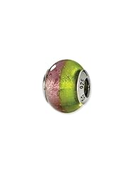 Pink and Green, Murano Glass Charm for 3mm Charm Bracelets