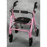 MEDLINE INDUSTRIES MDS86825BC ROLLATOR 4 WHEELED WALKER WITH SEAT PINK COLOR WITH PINK RIBBON LOGO ON SEAT AND BACKREST. SUPPORTS NATIONAL BREAST CANCER FOUNDATION. SEE MDS86825 FOR PRODUCT DETAILS. - 1 Case