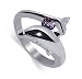  : CUTE DOLPHIN STERLING SILVER B AMETHYST GEMSTONE RING