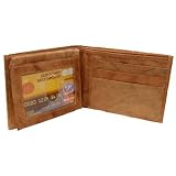 TAN 3 BILL SLOT & FLIP OUT ID LEATHER MEN'S WALLET