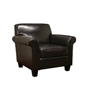 Baxton Studio Atticus Black-Brown Faux Leather Modern Club Chair