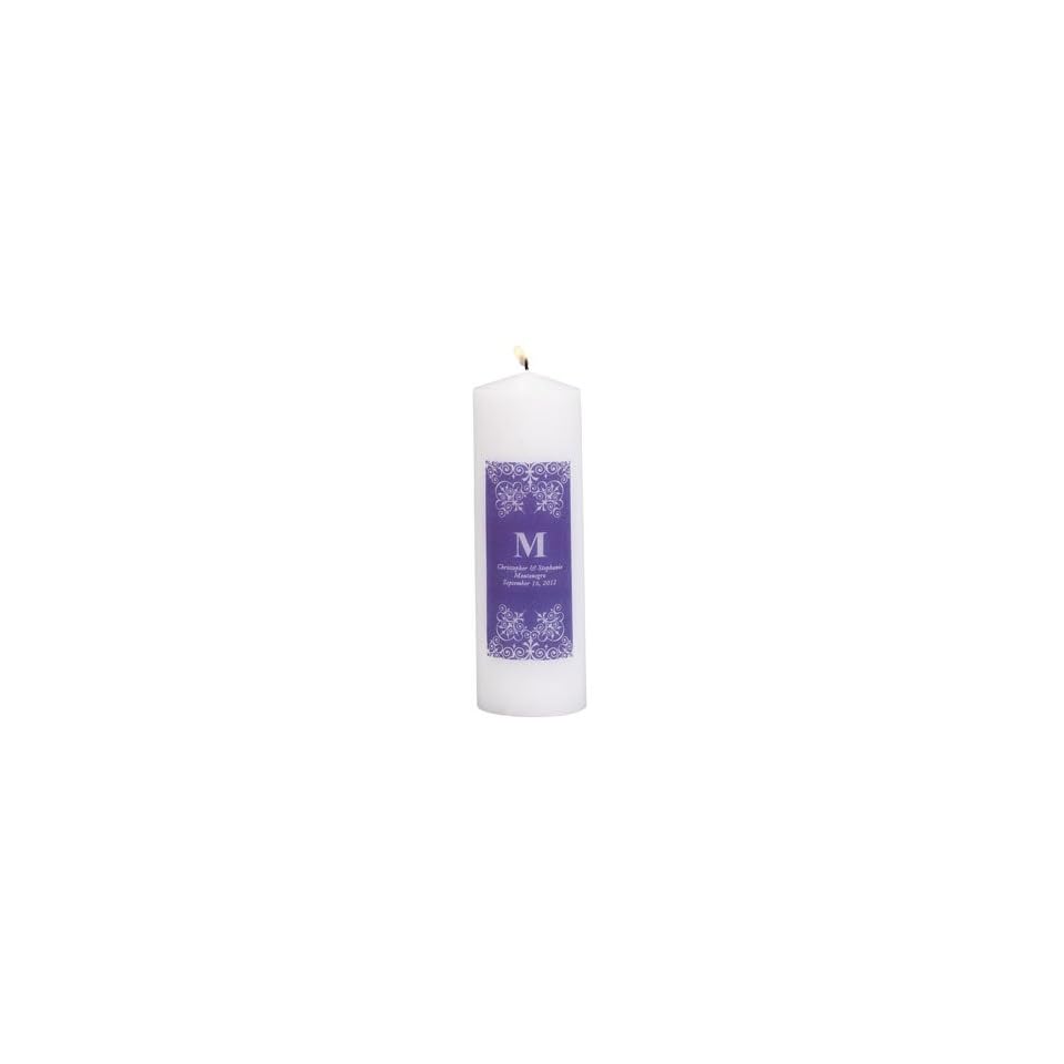 Personalized Purple Monogram Pillar Candles Party Decorations