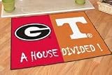 GEORGIA BULLDOGS TENNESSEE VOLUNTEERS HOUSE DIVIDED DOOR MAT RUG