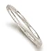 14k White 5 mm Diamond-Cut Flower Motif Bangle - 7 Inch