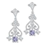 Tanzanite and Diamond Chandelier Earrings in 10k White Gold
