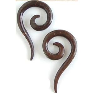 Pair Organic Coco Shell Tail Spirals