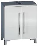 Ambientehome 54043 Waschbeckenunterschrank Ider wei� hochglanz / Alu transparent 31.3 x 50 x 62 cm