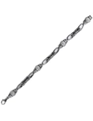 Sterling Silver & Cz Black Rhodium Plated Ball Bracelet