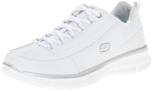 Skechers Sport Women's Synergy Elite Status Training Sneaker,White/Silver Leather,5.5 XW US