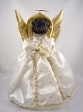 Black Pug Angel Christmas Tree Topper